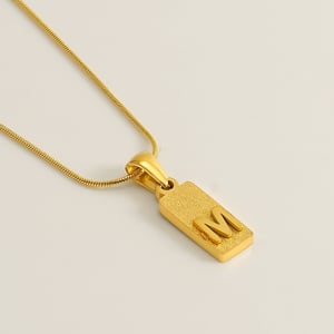 1 Piece Simple Series Hip-Pop/Rock Letter M Stainless Steel  Gold Color Unisex Pendant Necklaces h5 